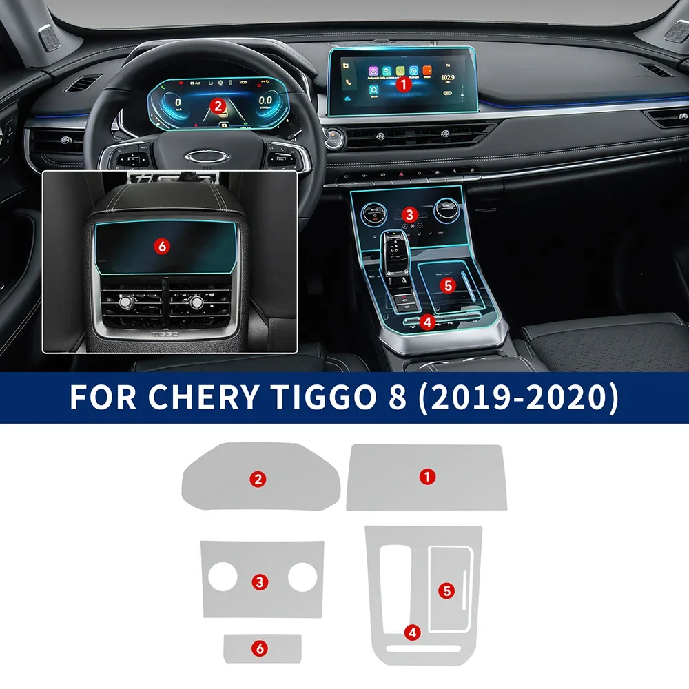 

For Chery Tiggo 8 2019 2020 TPU Car Interior Accessories Gear Dashboard Navigation Screen Film Protective Sticker Anti-scratch