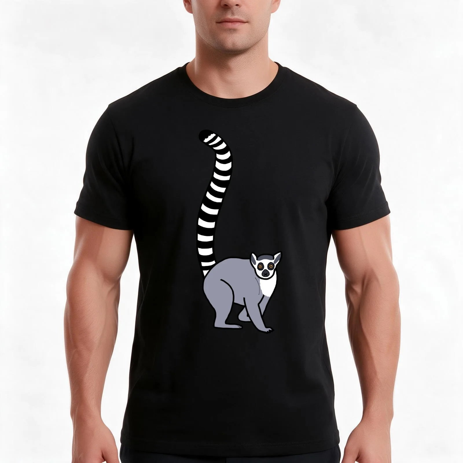 Lemur Catta - Ring Tailed Lemur T-Shirt Summer Casual Cotton Tee Oversized Streetwear Tops Vintage Graphic Print 100% Cotton