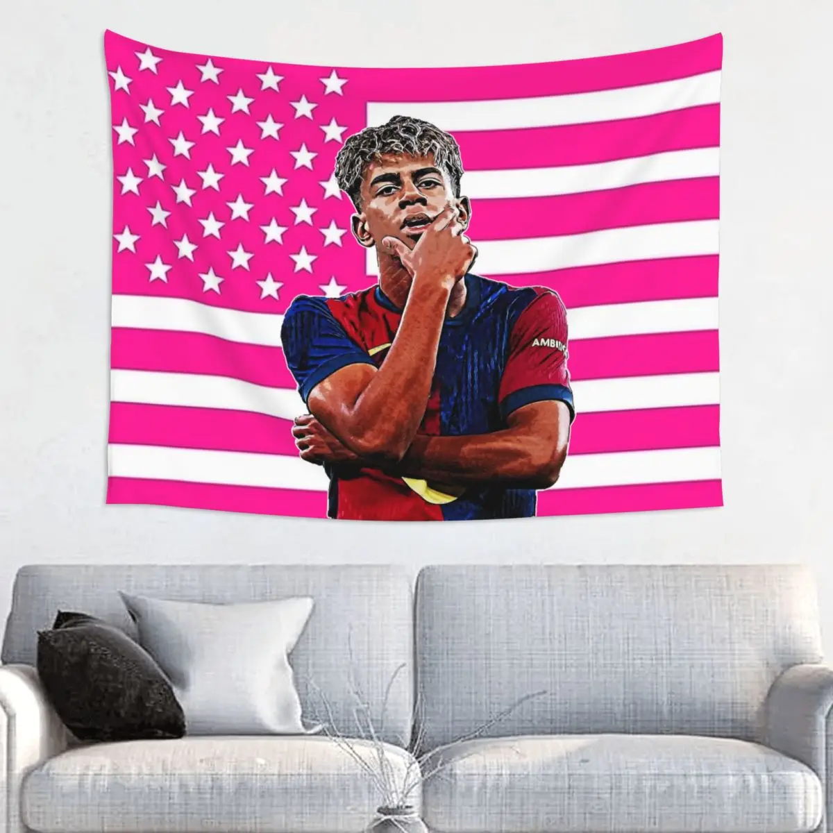 Lamine Y-Yamal Tapestry Hippie Polyester Wall Hanging Football Soccer Decoration for Bedroom Beach Mat Witchcraft Tapestries