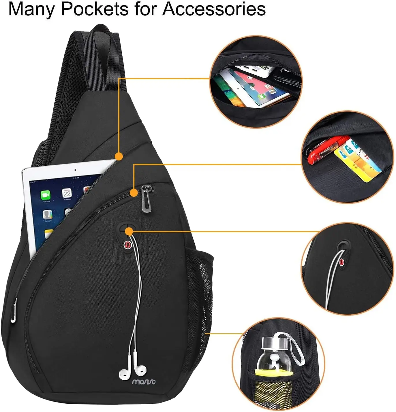 Sling Hiking Backpack Bag Travel Daypack Messenger Casual Business Fan-shaped Rope Crossbody Shoulder Chest Bag for Men Women