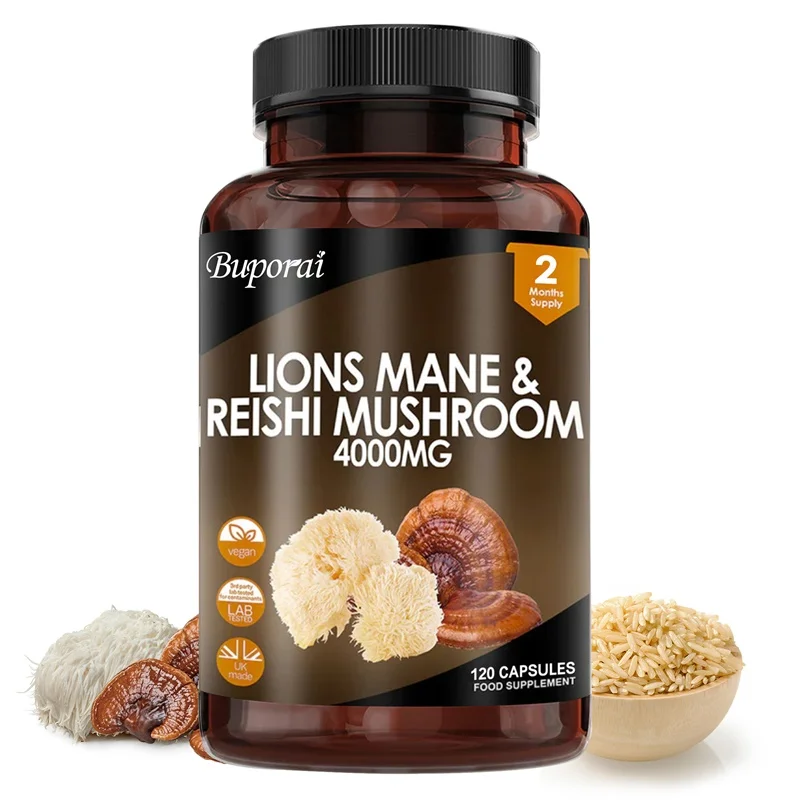 

Гриб Lions Mane & Reishi 4000 мг - для ноотропической памяти мозга, фокусировки, иммунитета и снятия стресса