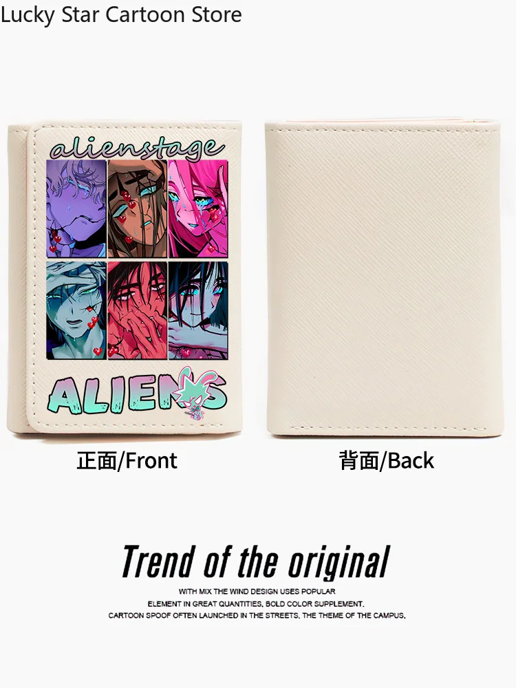 AlienStage Ivan 학생용 삼중 접이식 카드 홀더 소녀 ID 가방 카드 홀더 동전 지갑 여성용 지갑 만화 가방 할로윈 선물