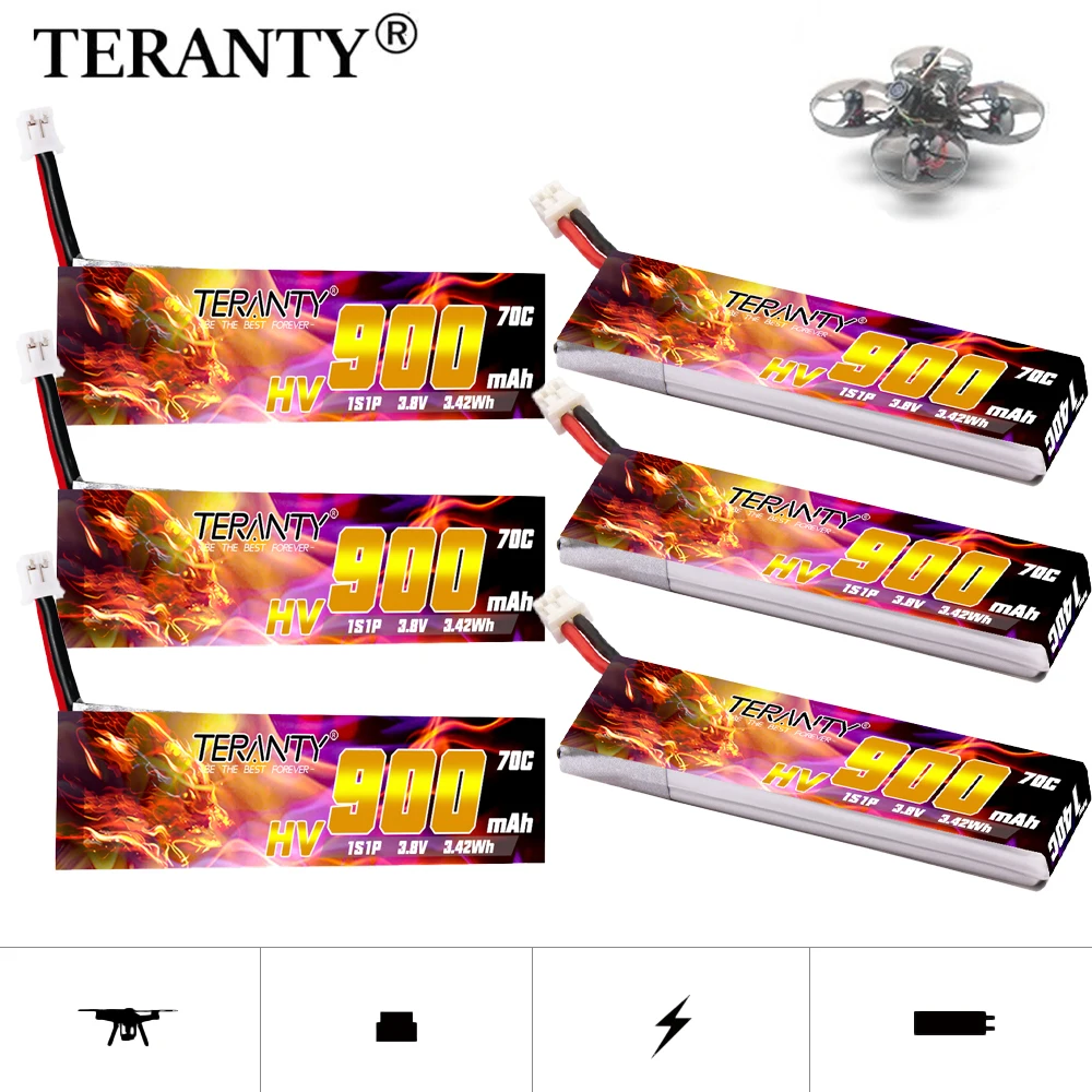 TREANTY 900mAh 1S 3.8V 70C/140C HV TinyHawk S II Indoor Hollow Cup Long Range Mini FPV Model Aircraft Lipo Battery