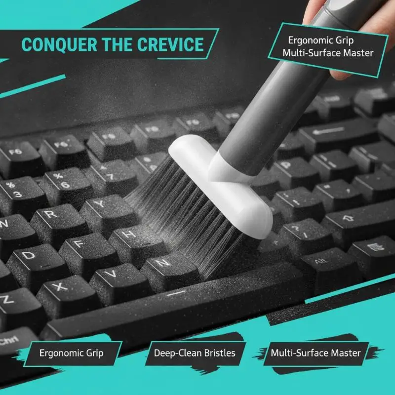 Handheld Soft Bristle Dusting Brush Multi-purpose Gap Cleaning Tool with Hanging Hole for Bed Couch Curtain Car Interior Cleani