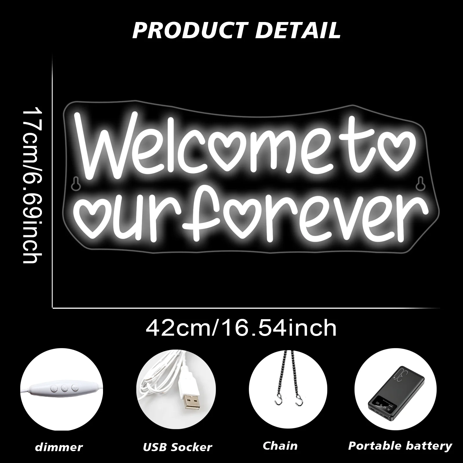 Welcome To Our Forever Neon Sign Romantic Letter Lights Room Decor For Wedding Engagement Proposal Ceremony Home Party