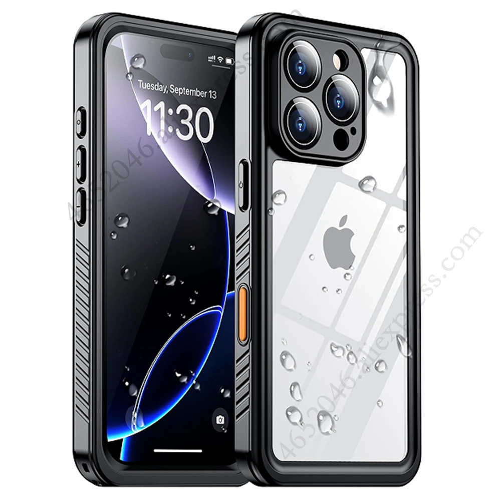 

IP68 Waterproof for iPhone 16 Pro Max 13 14 15 Plus 360 Protective Shockproof Dropproof Dustproof Built-in Screen Protector Case