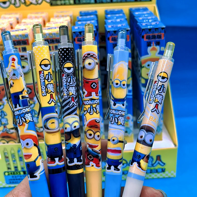 Spregevole Me Minions Cartoon Blind Box Pen Creative Kawaii Press Gel Pen penna firma ad asciugatura rapida confezione regalo a sorpresa all\'ingrosso