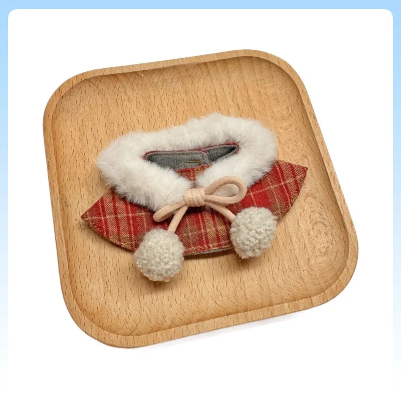 Voor 10 cm pop cape mantel katoenen pop kostuum kerst winter set mini pluche pop outfit nieuwjaar rollenspel rood en bruin
