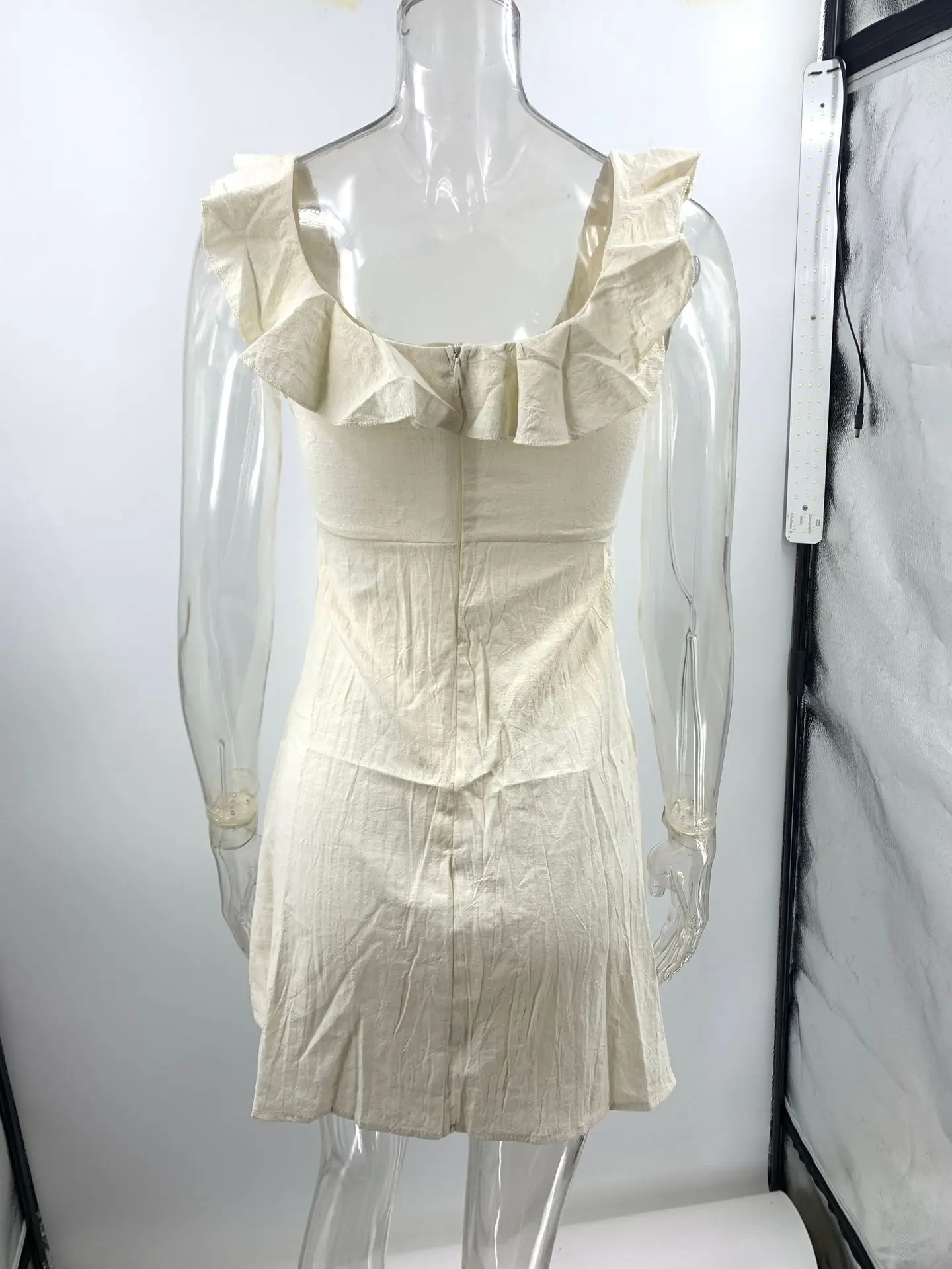 Vacation Beach Dress Sexy Women Summer Dress Square Ruffled Collar Elegant Mini Dress Beachwears Fashion Women Clothing