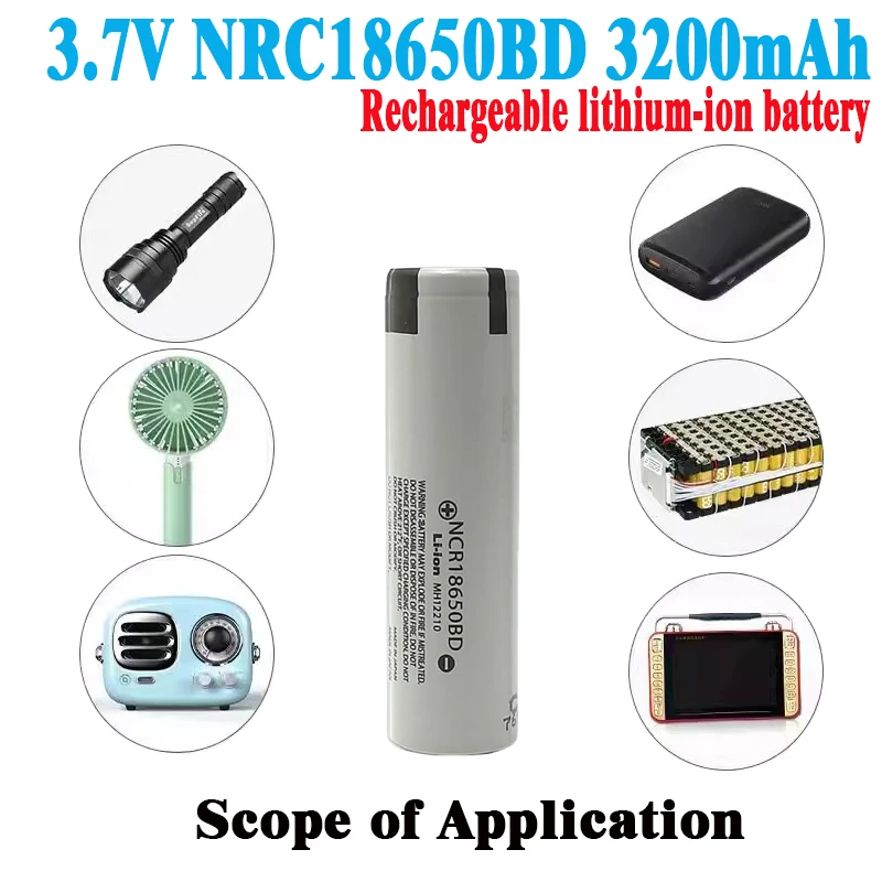 

NRC18650BD 3.7V 3200mAh High Quality 18650 Rechargeable Battery with 2000+ Cycle Life,Suitable for flashlights