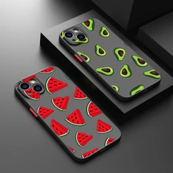 Cartoon Fruit Avocado Phone Case For iPhone 15 14 13 12 11 Pro Max mini XS XR X 8 7 6 Plus SE TPU Frosted Translucent Cover