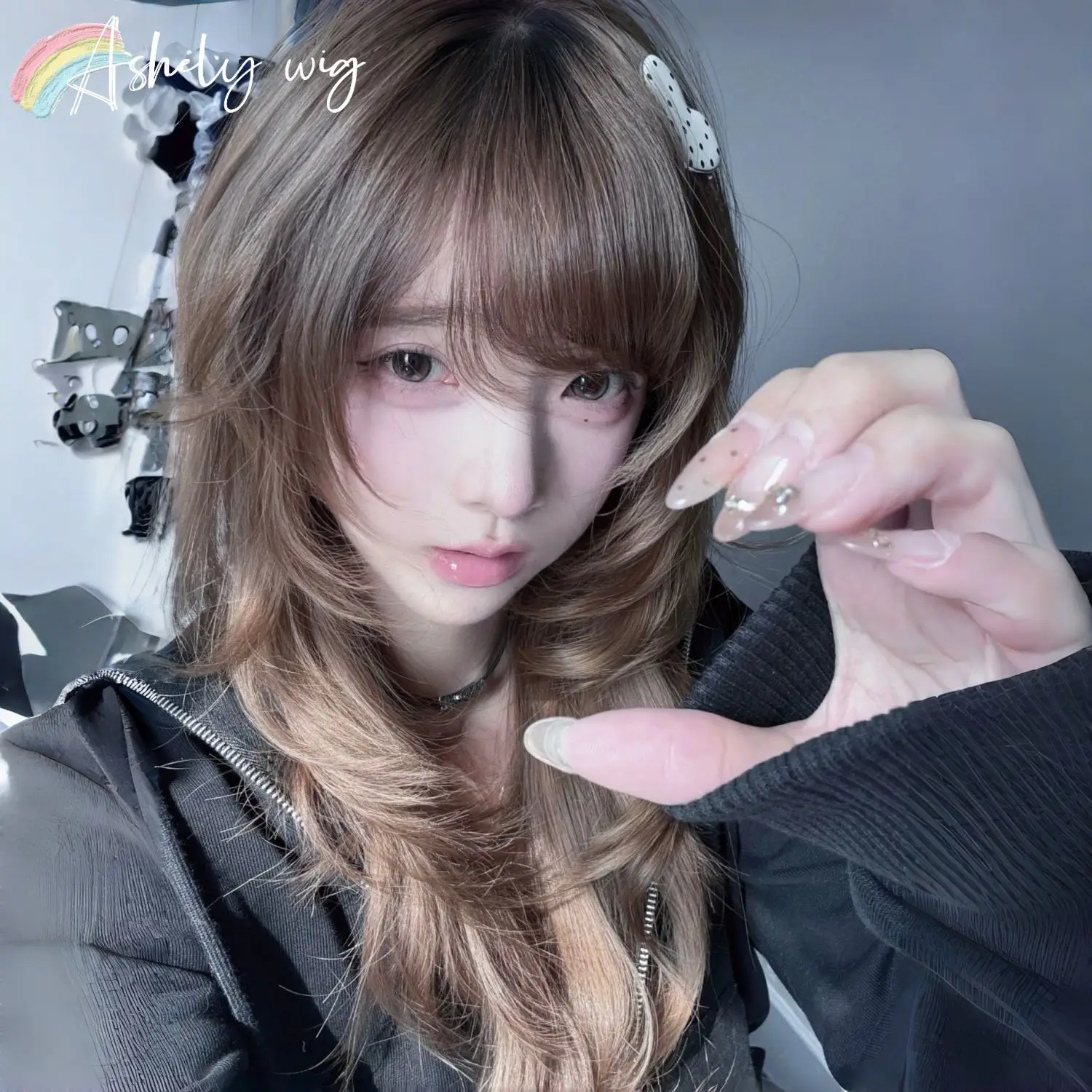 

Ashely Cold Brown Wig with Straight Bangs Creating A High-level Atmosphere and Cute Japanese Style Syntheticusd Synthetic Wigs