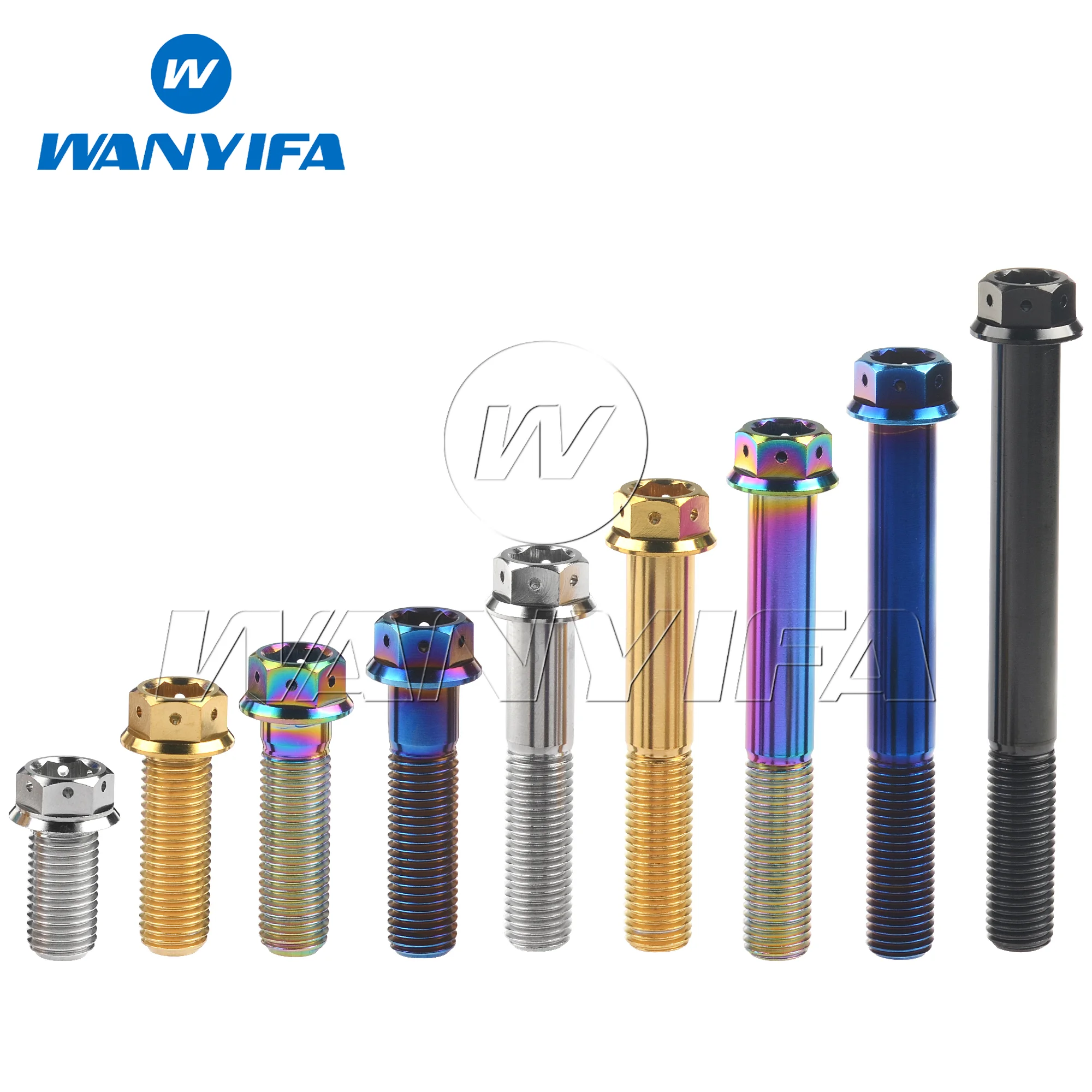 Wanyifa Titanium Bolt M6 M8x10 15 20 25 30 35 40 45 50 55 60 75mm Flange Inner Hexagon Head Screws for Motorcycle Brake Calipers