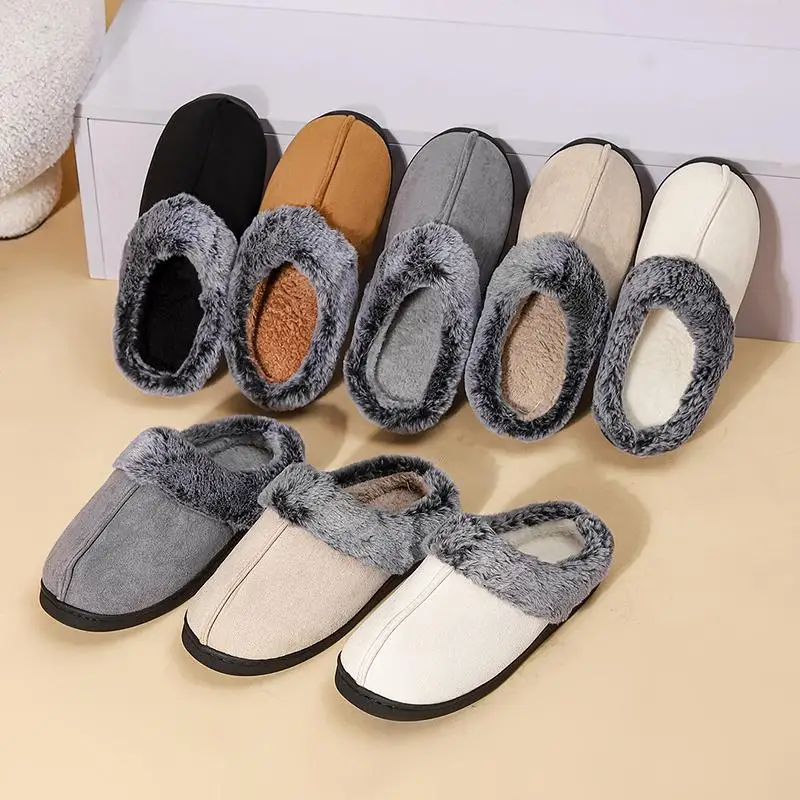 Fluffy Casual Slippers Women House Flats Plush Elegant Designer Winter Shoes Ladies Home Cotton Fashion Footwear Indoor Big Size