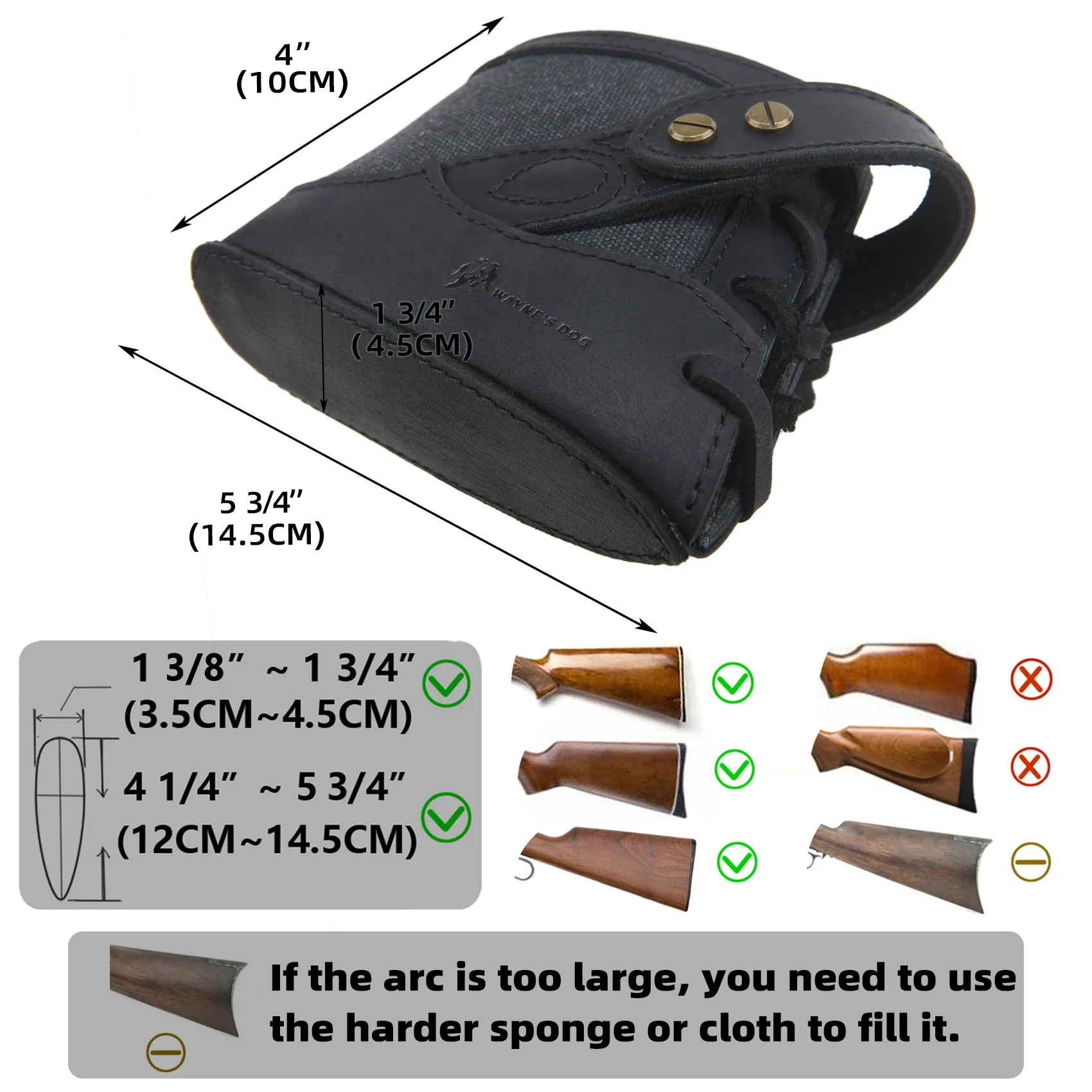 No Drill Canvas with Leather Rifle Shotgun Gun Recoil Pad Buttstock Extension Gun Cover Holsters Hunting
