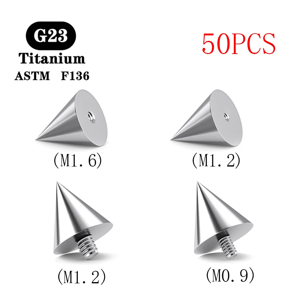 50PCS G23 Titanium Piercing M0.9 M1.2  M1.6 Thread Ear Stud Accessories  Nose Ring Accessories Eyebrow Stud Body Piercing