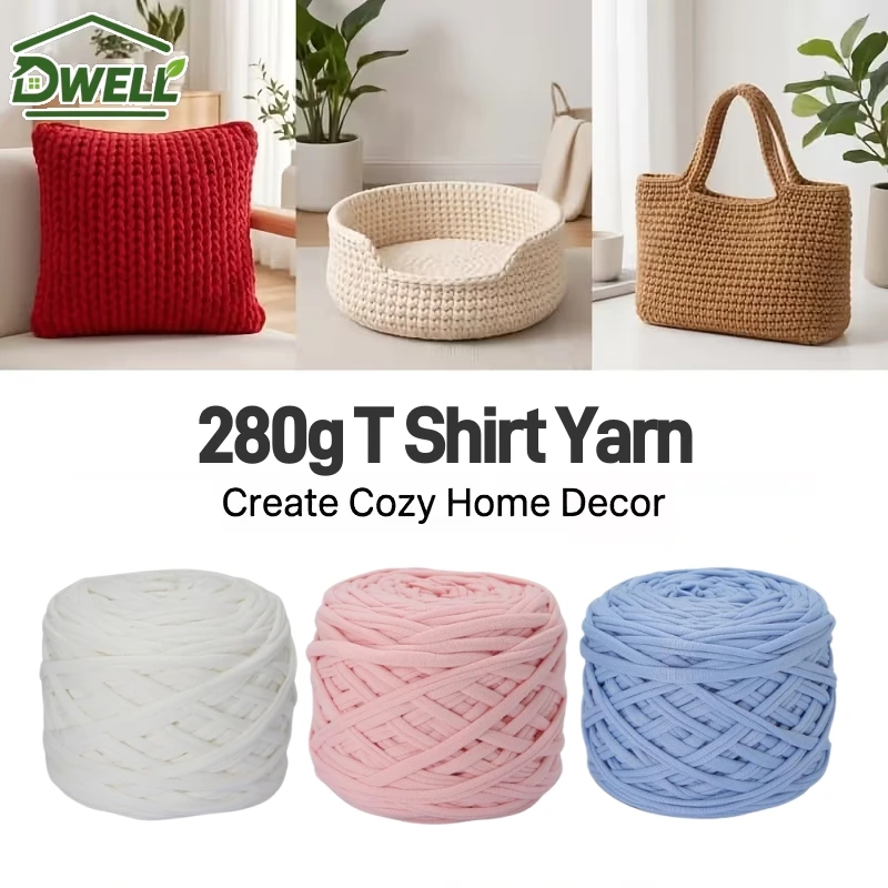 280g/Roll Chunky T Shirt Yarn Soft Fabric Crochet Yarn for Handmade Rugs Mats Pillows Baskets Home Decoration DIY Craft Supplies