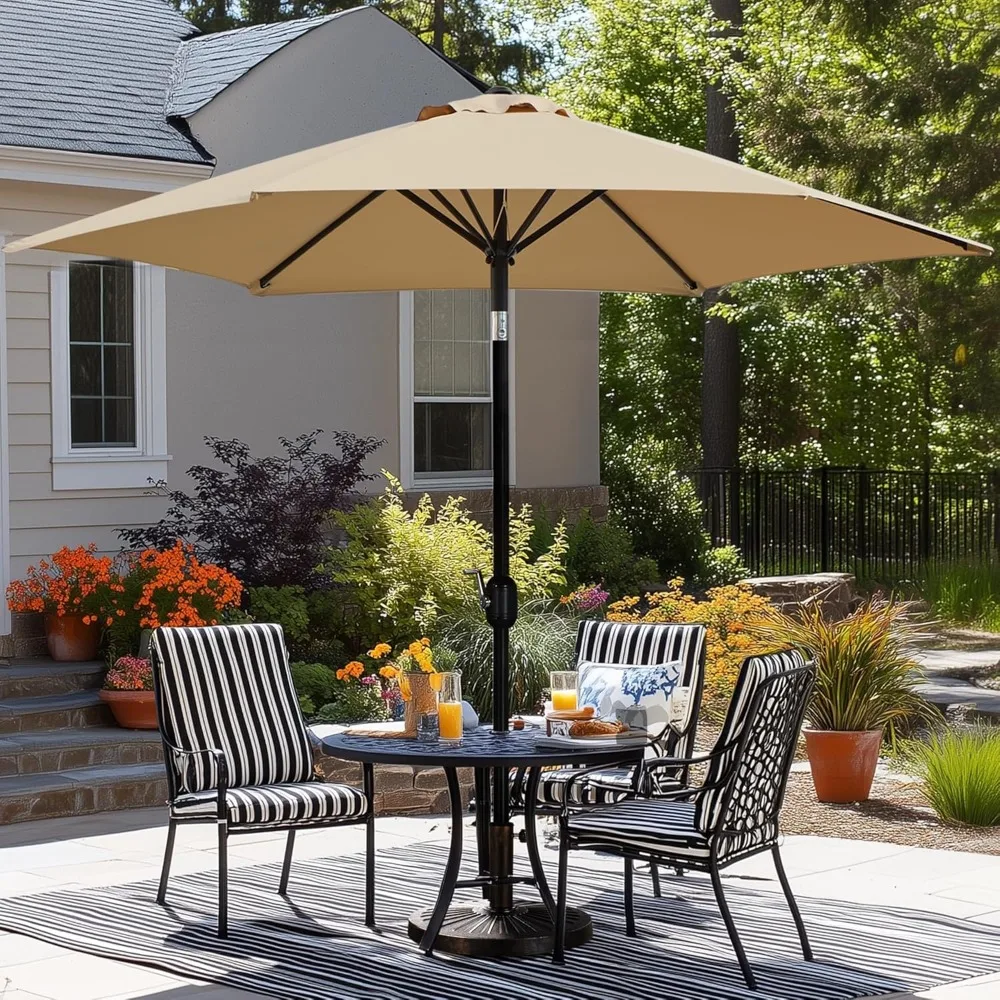 9FT Outdoor Patio Umbrella with Push Button Tilt & Crank, UV Protection Waterproof Sun Shade for Garden, Deck, Pool Backyard