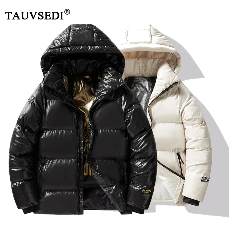 Winter Men Casual Windproof Hooded Thick Parkas Mens Puffer Black Gold Vintage Classic Bomber Jackets Coat Male Overcoat Outdoor