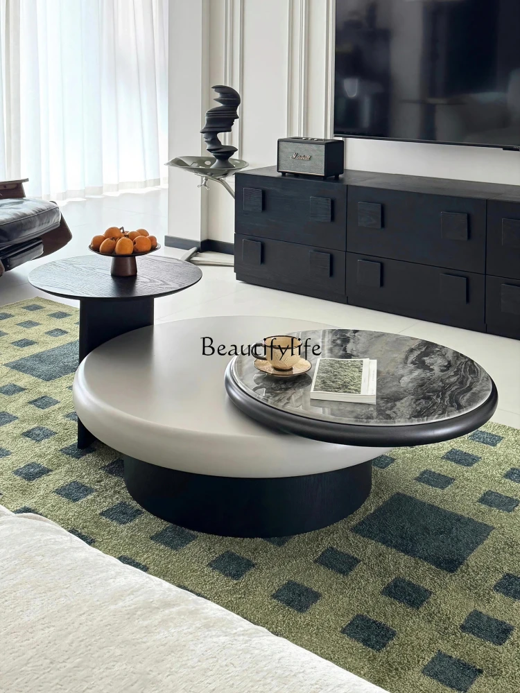 

Italian minimalist round Xuanyue coffee table modern simple living room household small apartment light luxury high sense