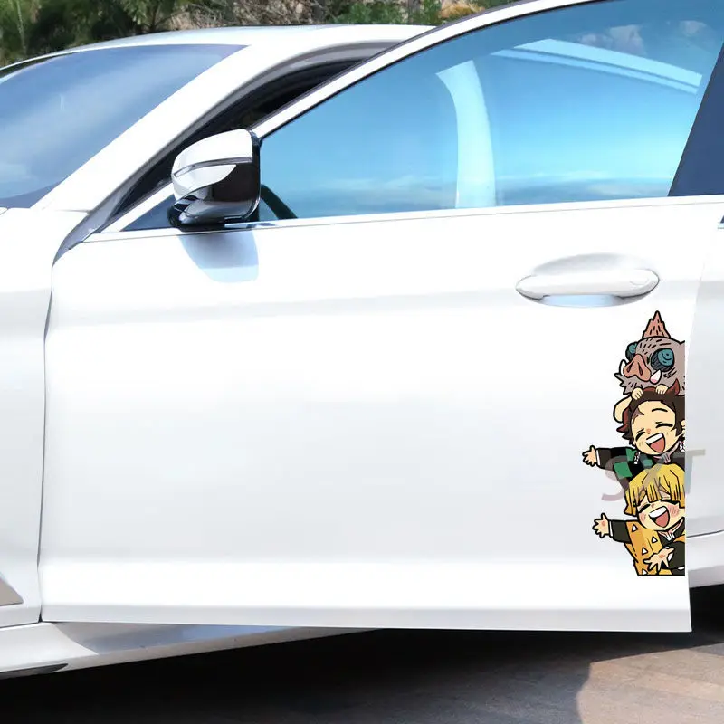 Stiker Mobil Tahan Air Kartun Anime Demon Slayer Pintu Mobil Dekoratif Pintu Kamar Tidur Kamar Mandi Stiker Kreatif Yang Dipersonalisasi