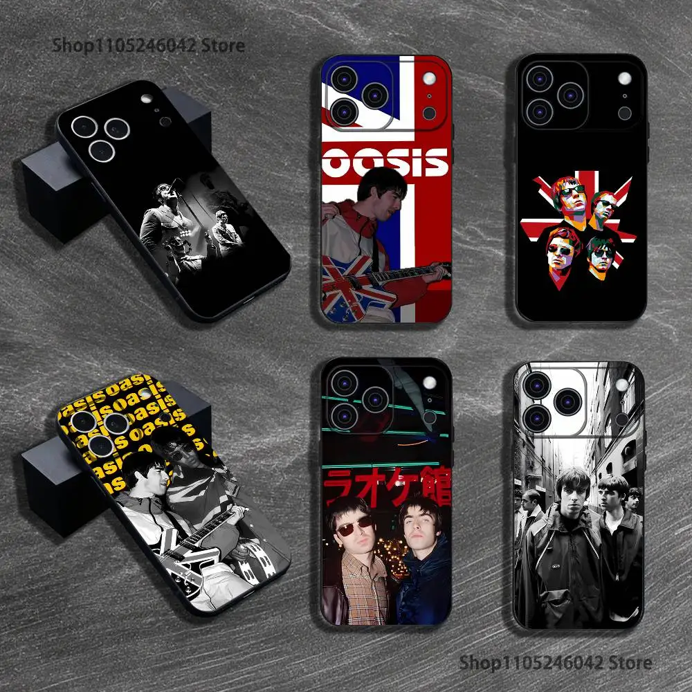 Rock Band O-Oasis Schwarz Soft Cover Handyhülle für iPhone 17,16,15,14,13,12,11,Pro,XS,Max,XR,Plus,E,SE4,Mini