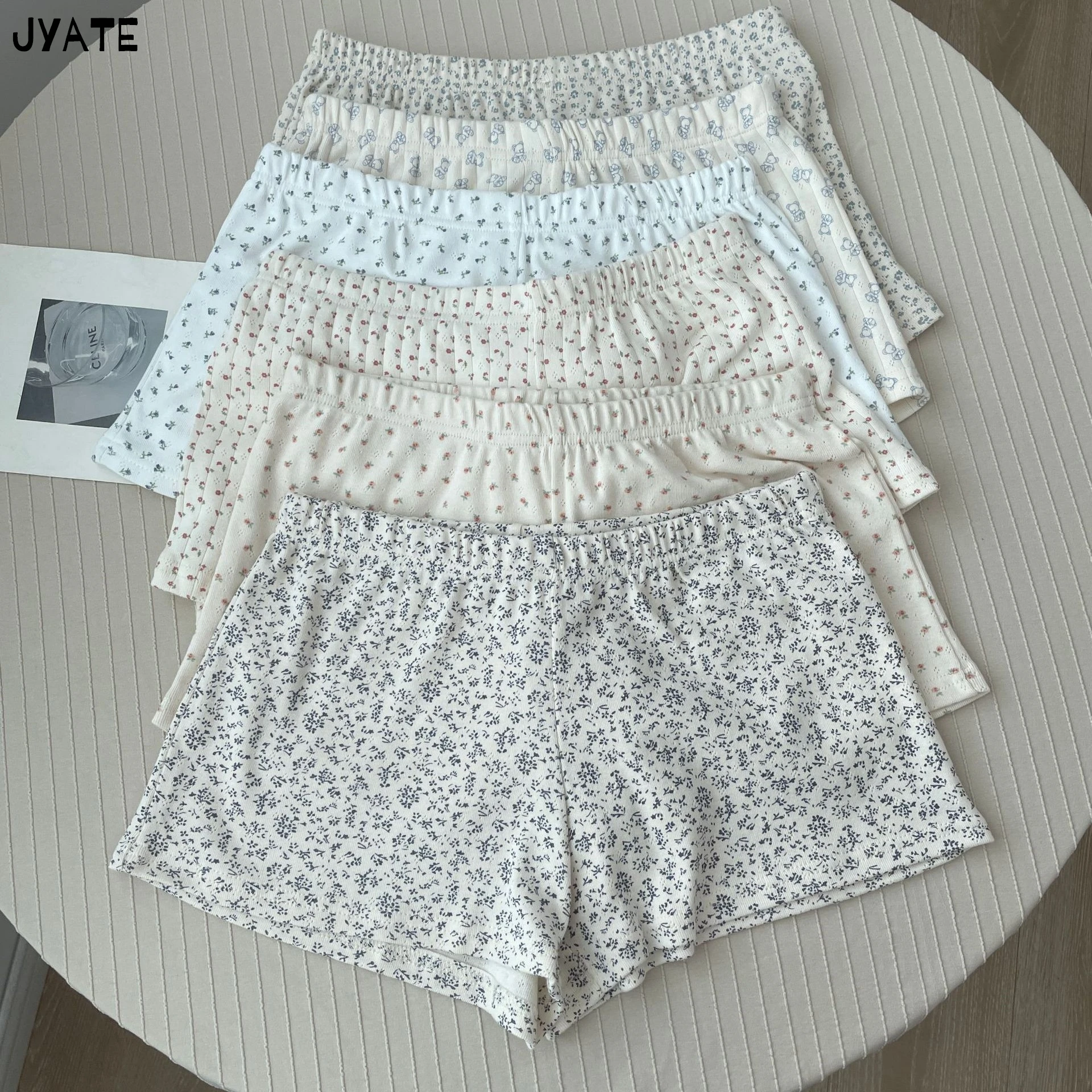 Doce floral impressão algodão calças curtas feminino novo casual elástico de cintura alta pijama shorts feminino bonito vintage preppy sweatshorts