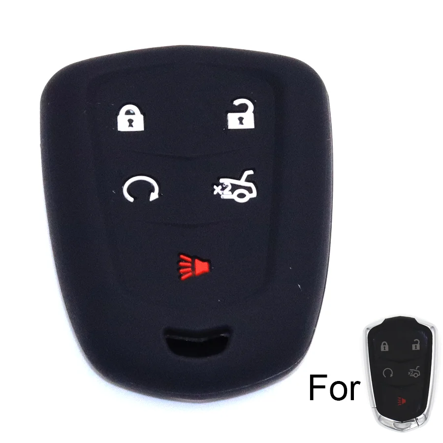 5 Button Silicone Car Remote Key Fob Shell Cover Case Holder Protection For Cadillac CTS ATS