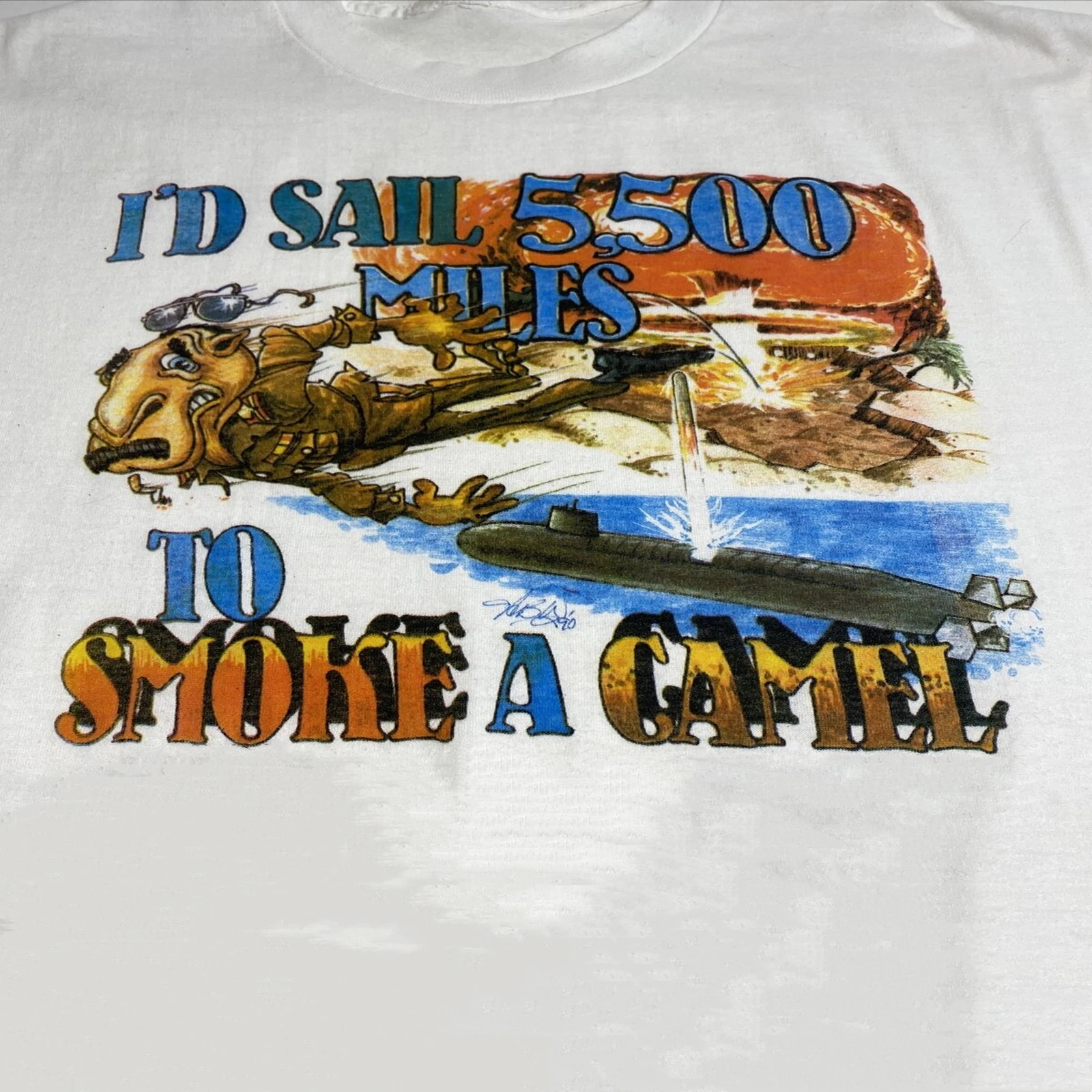 

Vintage Operation Desert Storm Military I'D Sail 5500 Miles Funny TShirt Men's 100% Cotton Casual T-shirts Loose Top Size S-3XL