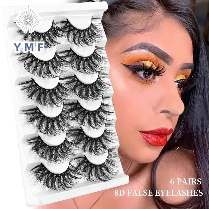 6 Pairs Mink Lashes Natural Long Eyelashes Dramatic Fake Eyelash Faux Cils Volume Eyelash Extensions 8D False Lashes