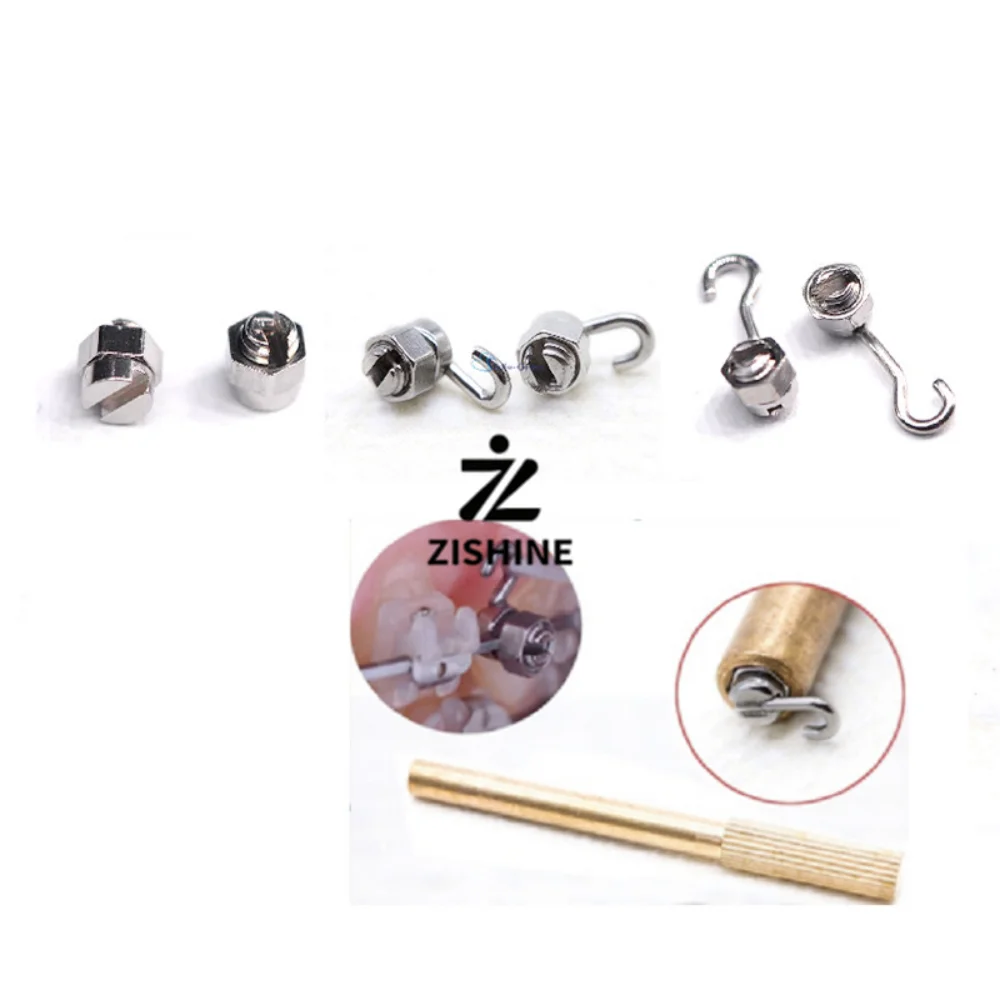 10Pcs Dental Orthodontic Movable Sliding Hook Stop Curved Hook Left Right with Wrench Tool Teeth Alignment Dentistry Materials