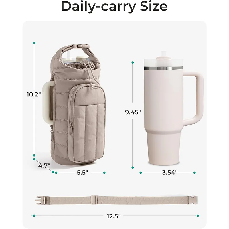 Outdoor Sports Down Kettle Bag Portable Large Capacity Crossbody Water Cup Bag Travel Thermos Cup Cover view 2