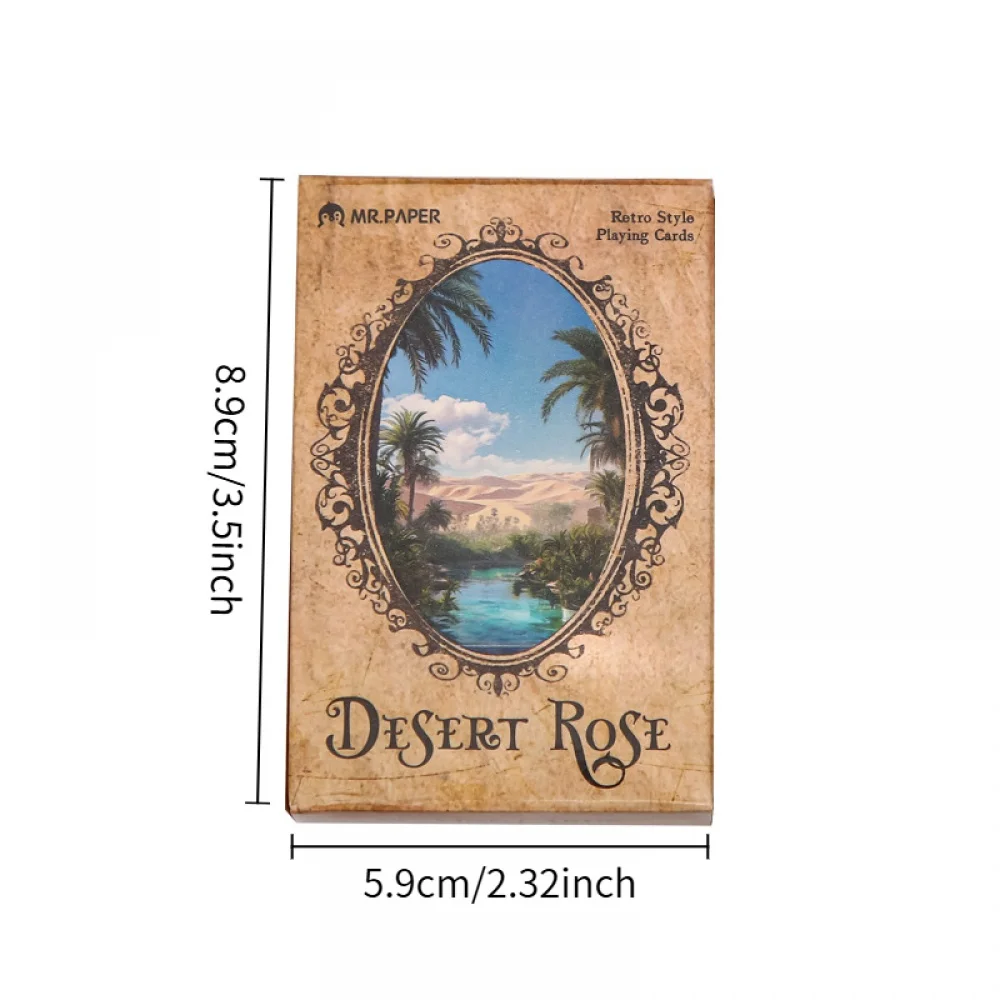 55pcs Desert Rose Playing Cards, Vintage Illustrated Poker Cards, Student-Friendly Card Game for Fun & Brain Training