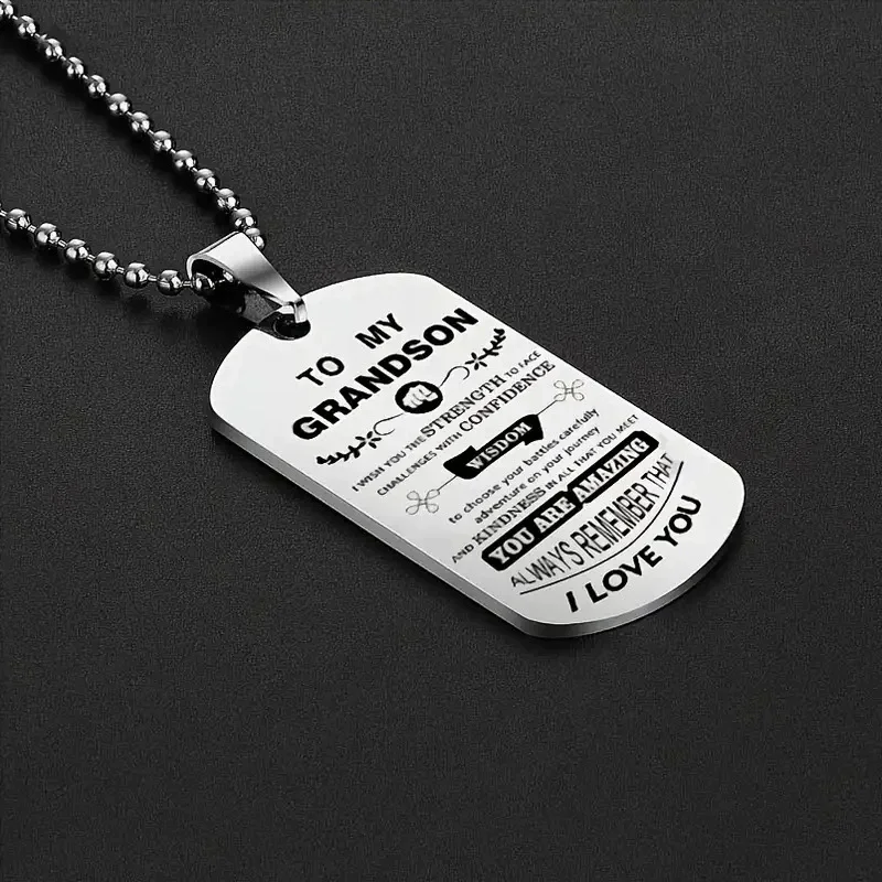To My Grandson Inspirational N - Mens Dog Tag Necklace ulasan dan harga