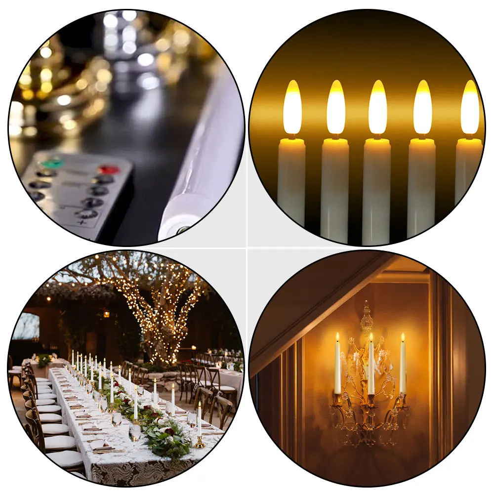 1 set Led Lamp Long Luminous Flameless Candles For Xmas Wedding Party Decor Smokeless Plastic Light