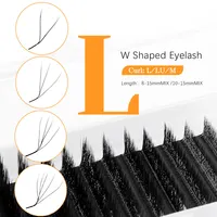 MASSCAKU LU/L Curl YY 3D 4D 5D W estilo extensión de pestañas hecha a mano fibra suave efecto de pestañas naturales mezclado 8-15mm de longitud para salón