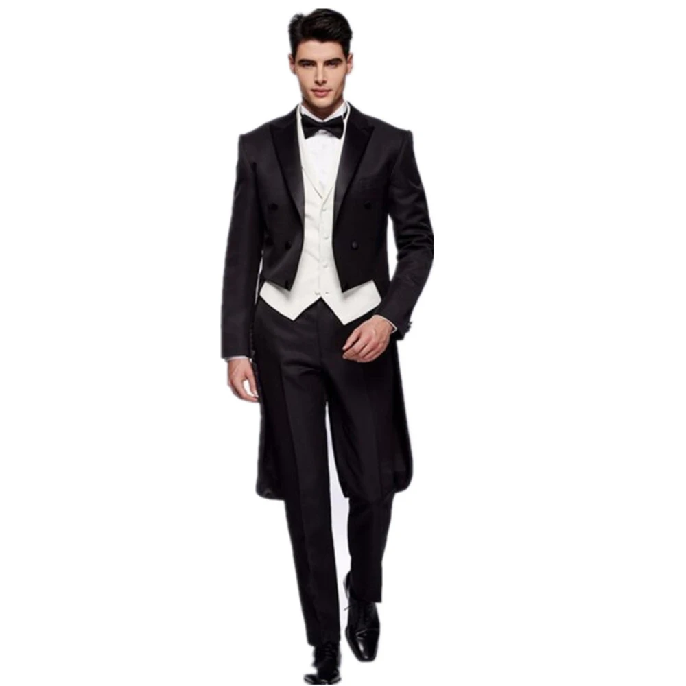 

Custom Made Blazer Trousers Men Suit Double Breasted Groom Tailcoat Male Wedding Prom Set 3Pcs Jacket+Vest+Pants