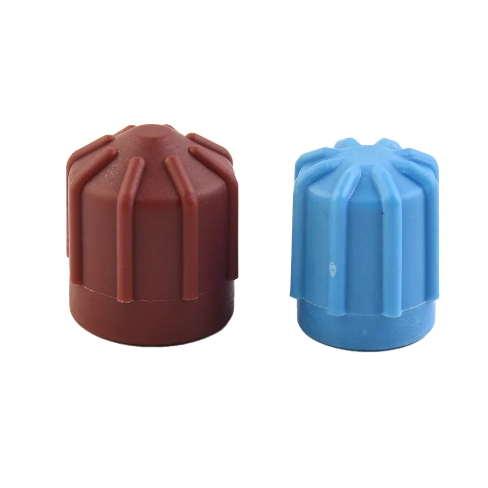 2 Pieces Air Conditioning Service Port R134a Side Air Conditioner Cap 13mm Blue & 16mm Brown Conversion Kit Plastic Car Parts