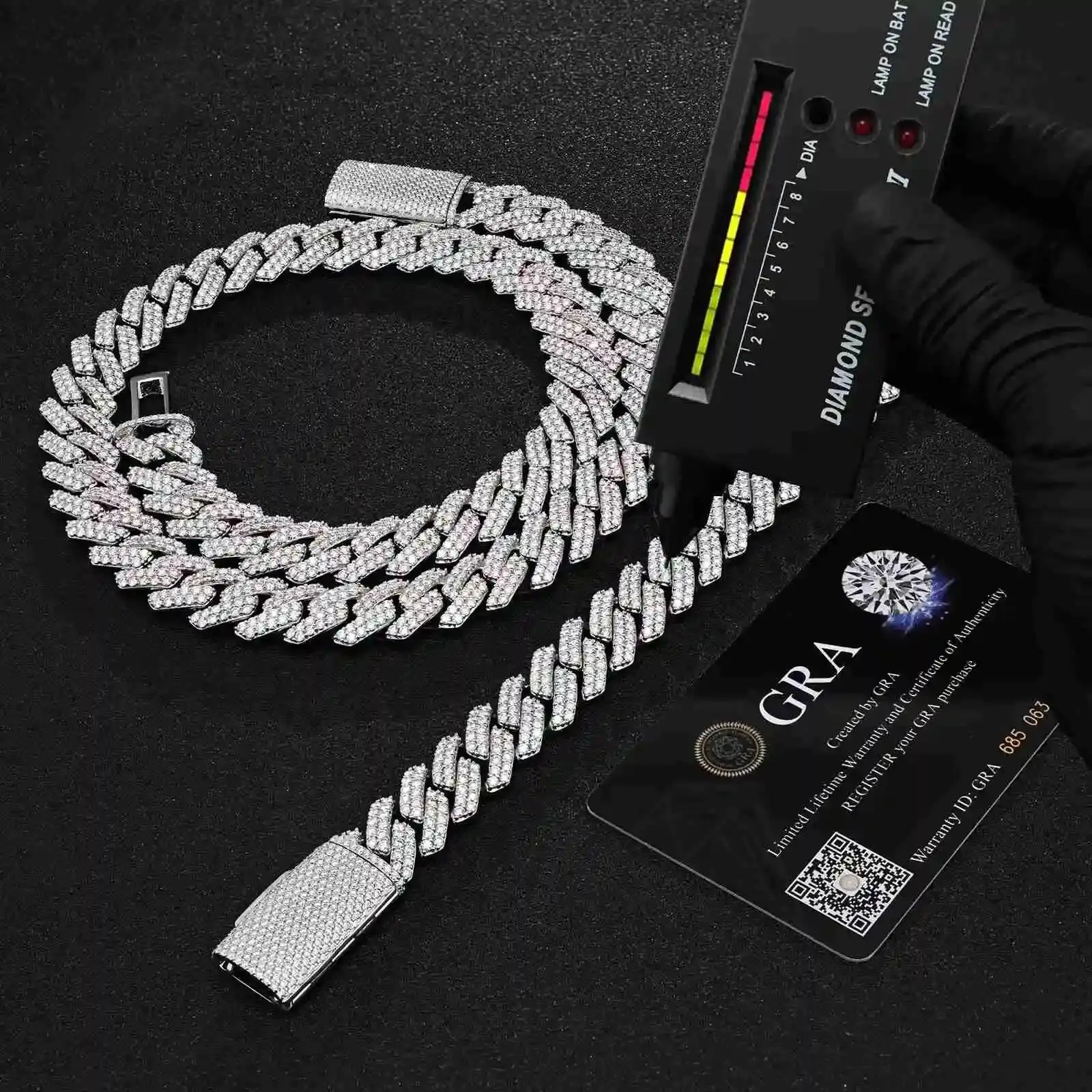 Luxury Wholesale 8mm 10mm 12mm Moissanite Cuban Chain Necklace Men Hip Hop Two Row Vvs Diamond 925 Silver Moissanite Cuban Link
