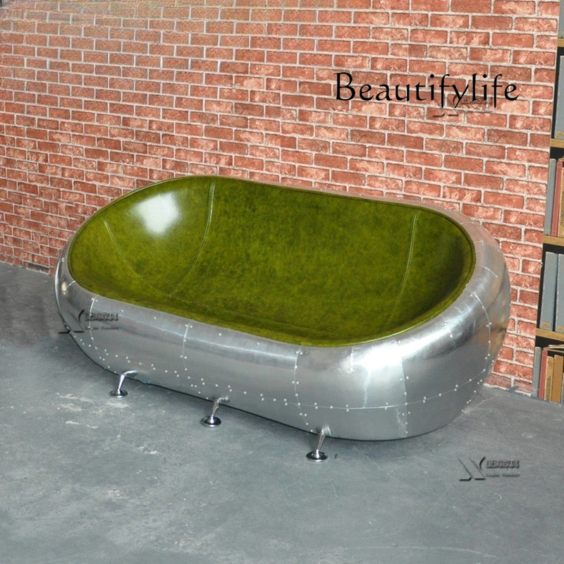 

Aluminum leather rivet sofa whiskey cigar bar double industrial style clothing store sofa home accessories