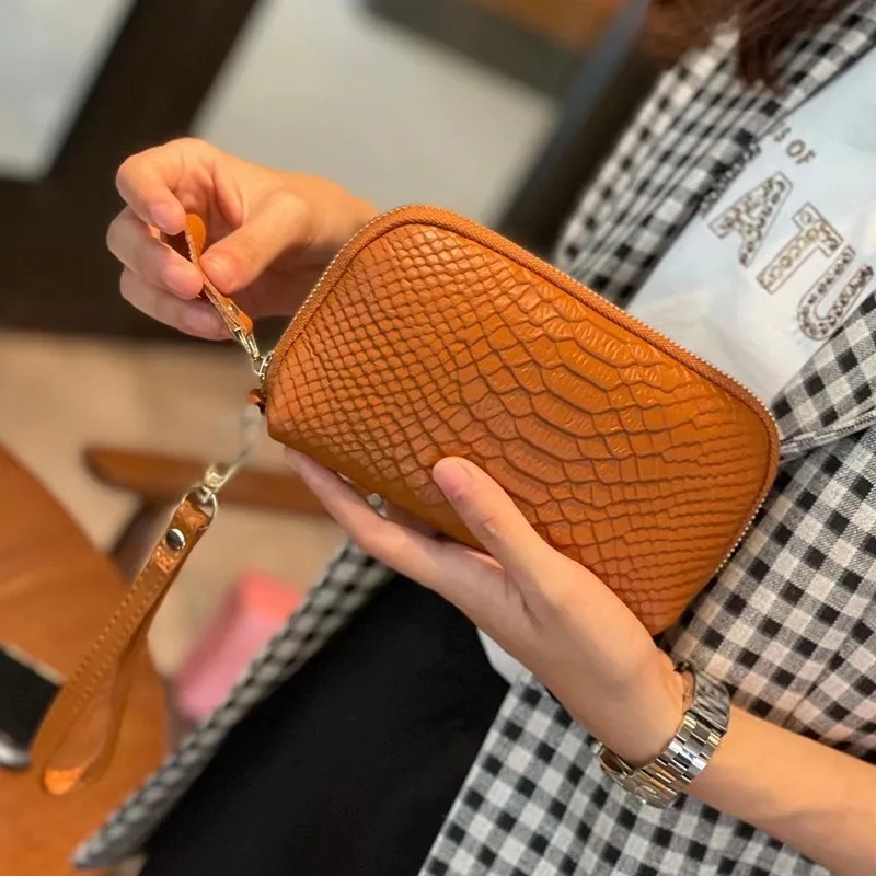 

Nesitu High Quality Long Size Black Brown White Pink Blue Red Genuine Leather Women Clutch Wallet Lady Female Phone Purse M88816