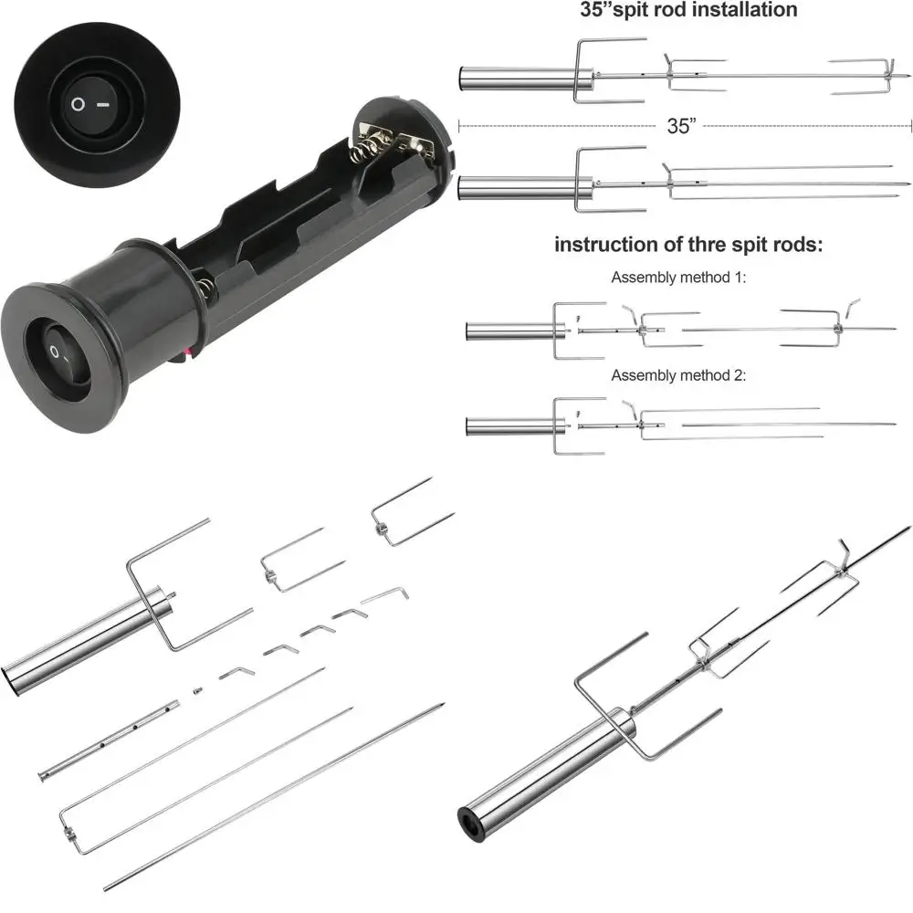 

Wireless Electric Rotisserie Kit for Grills, Portable Adjustable BBQ Roaster Stand, Ideal for Outdoor Cooking and Parties