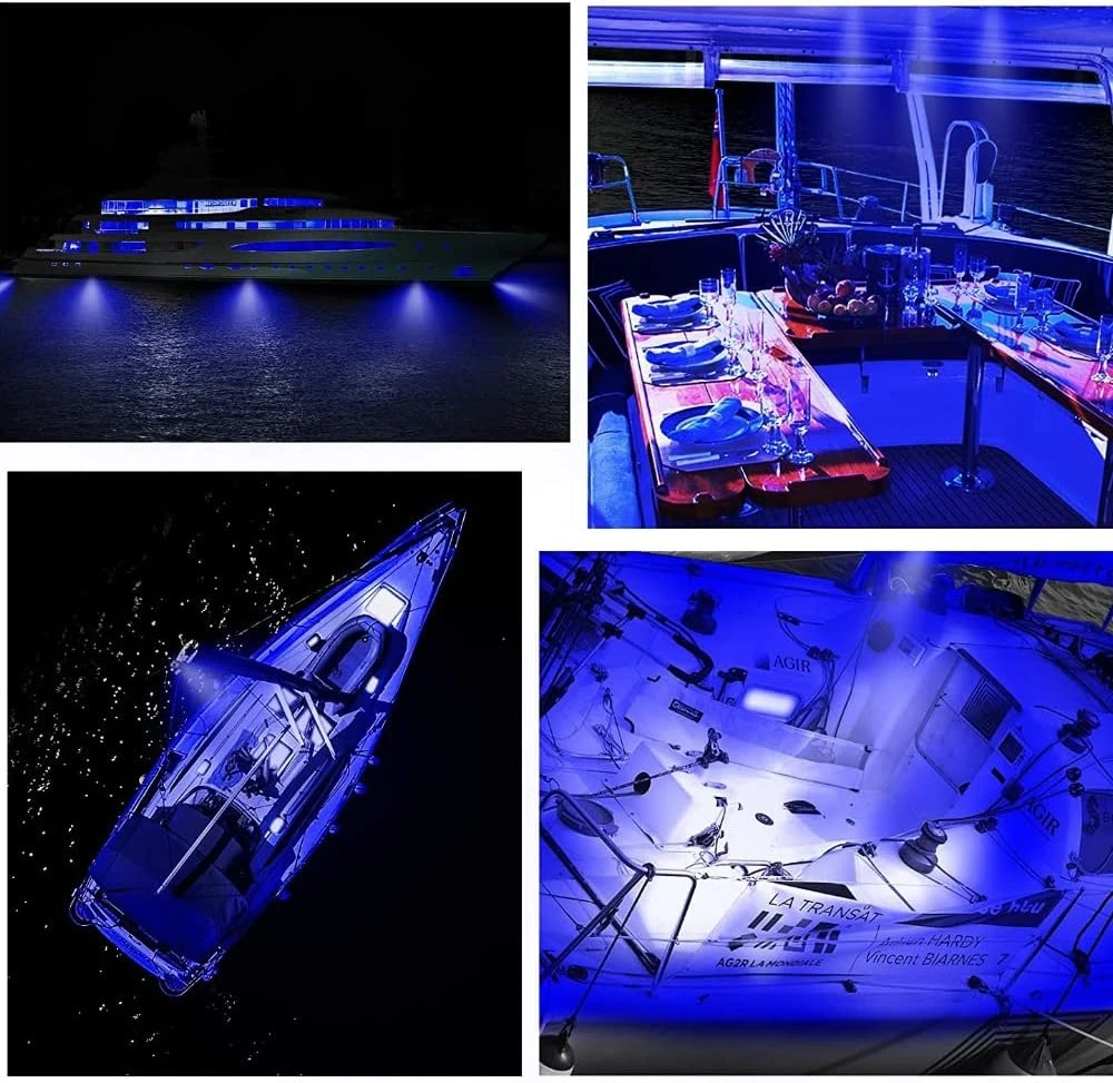 10PCS Marine Boat Lights 12V 24V Waterproof Boat Deck Courtesy Transom Cockpit Light Yacht Fishing Sailboat Blue Light