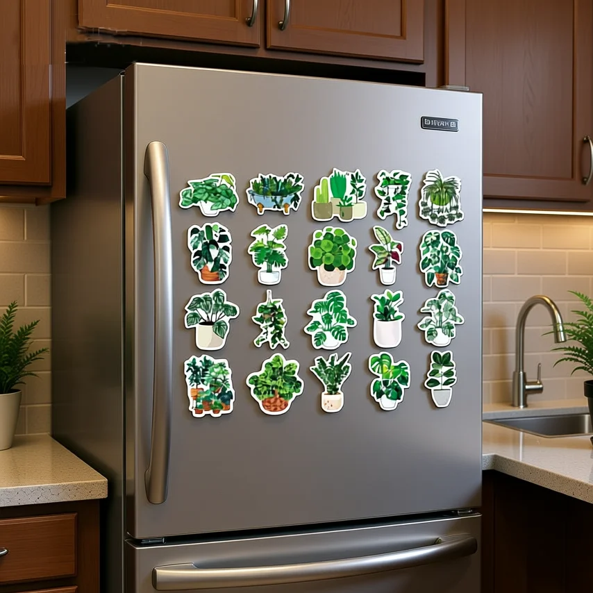 

20pcs Personalized and Funny Green Plants Cactus Refrigerator Magnets Refrigerator Magnets Whiteboard Stickers Decorative