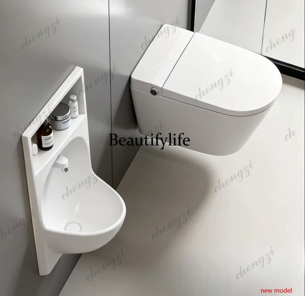 h178In-wall induction faucet wash basin semi-embedded balcony wall-mounted ceramic wash basin is extremely narrow