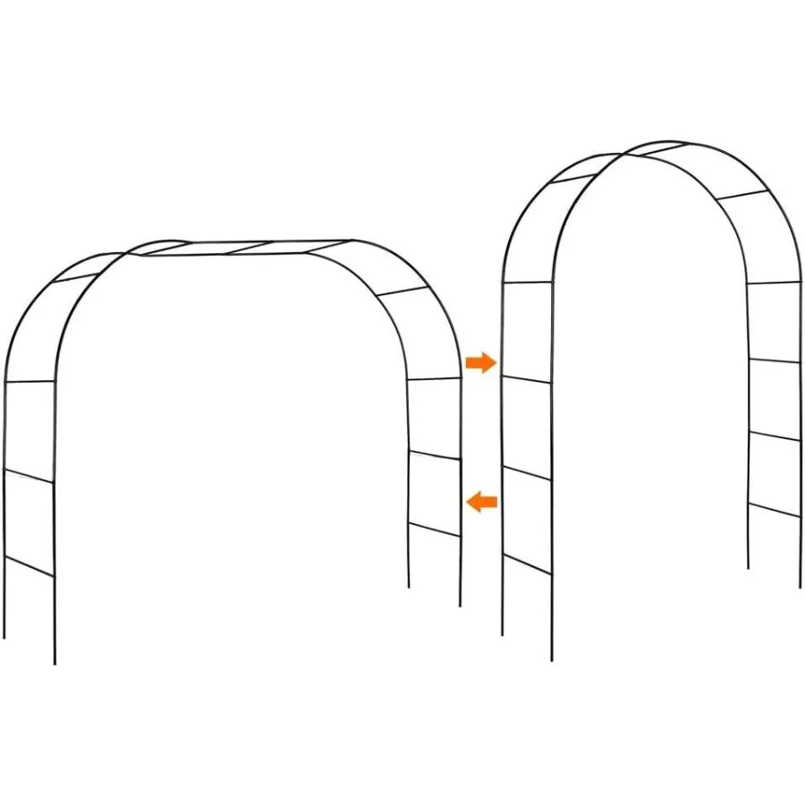 

Black Garden Arch Arbors Trellis for Climbing Plants Outdoor 68ft Two Way Assemble Wedding Dration Metal Arch