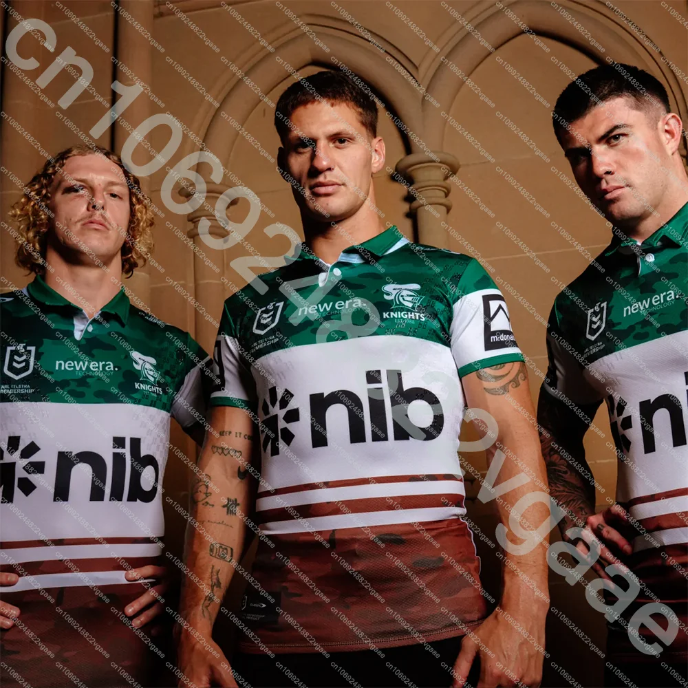 

Мужская круглая футболка-поло Newcastle Own Knights 2025 Anzac, домашняя футболка для регби, мужская футболка со шлейфом, спортивная одежда, топ для мальчиков, новый