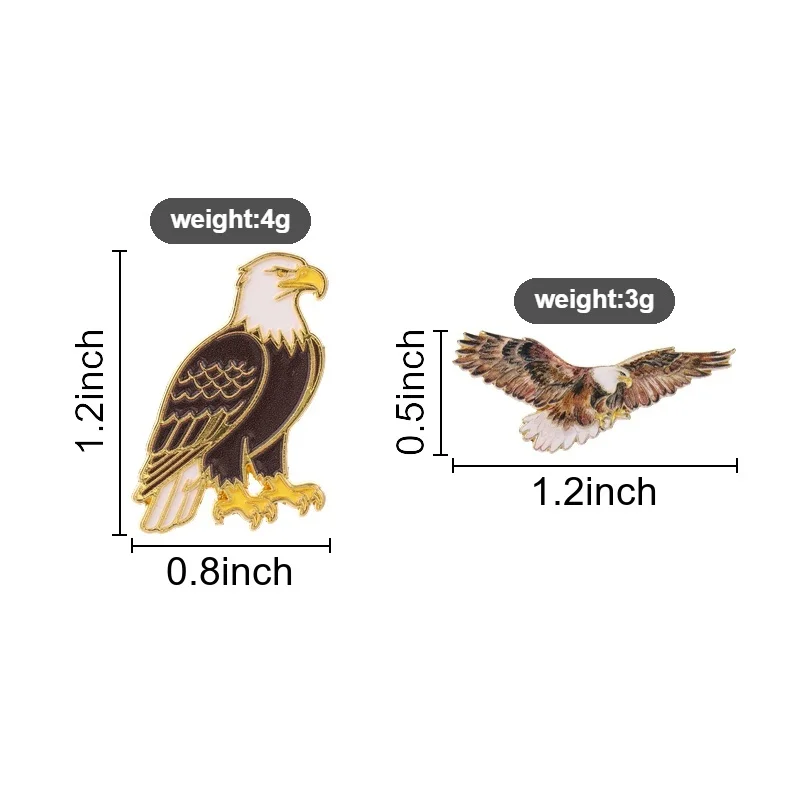Realistisches Emaille-Anstecknadel-Set mit dem Kehlgeier, schwebender und sitzender Raubvogel, Wildtier-Natur-Abzeichen, goldener Umrandung, Brosche, Schmuck, Geschenk – Detail 1