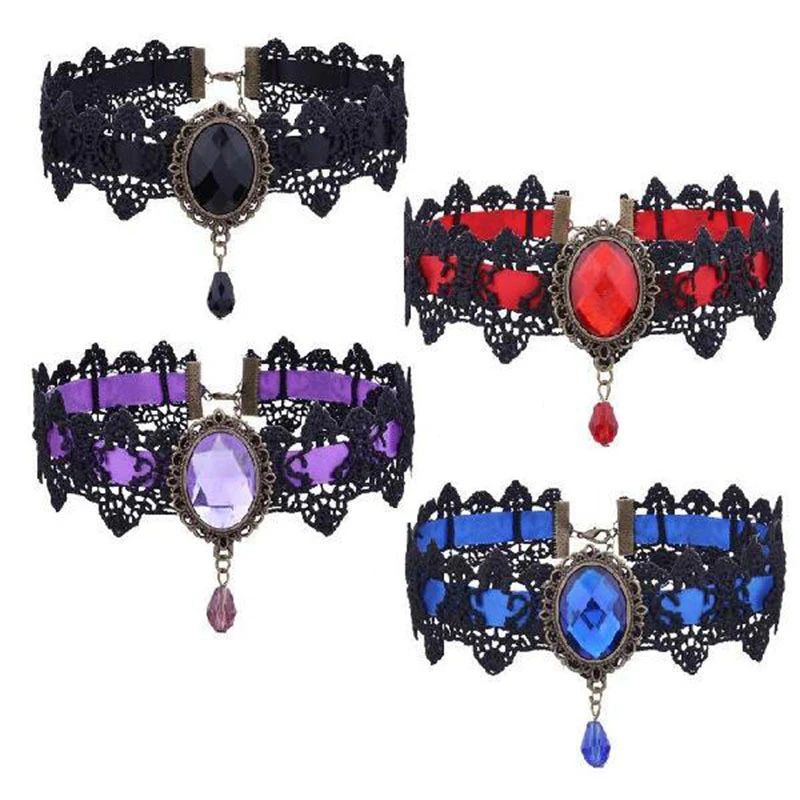 Gothic Lace Choker Necklace For Women Fashion Retro Clavicle Chain Halloween Collar Choker Steampunk Jewelry Gift for Girl Gifts