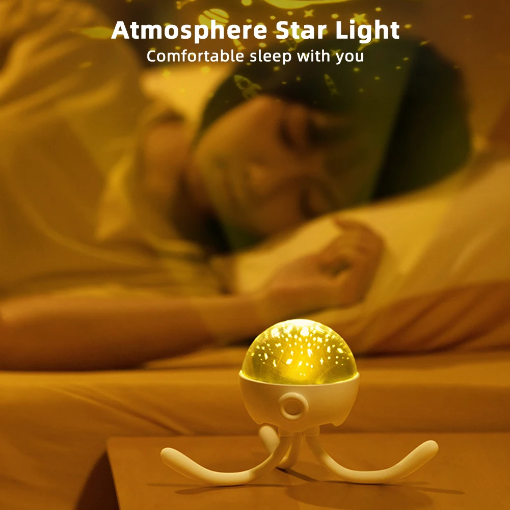 Kids Sleep Soother Night Light Creative Octopus Projector Lamp Multifunction Bedside Table Lamp Room Decor Gift lampada ночник